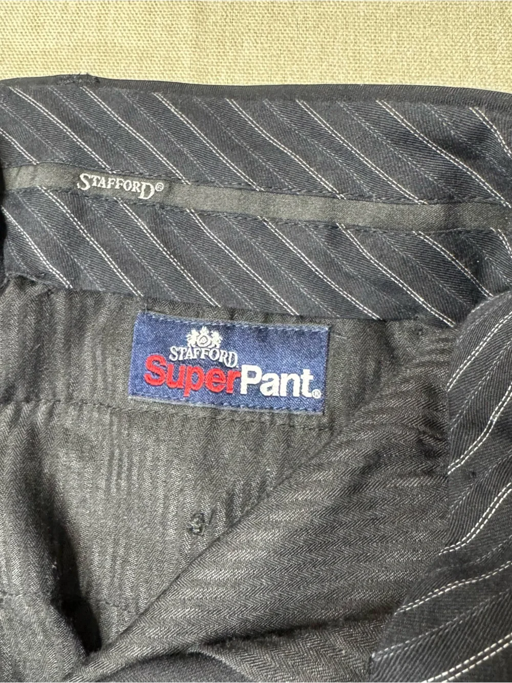 Stafford Super Pant Black Dress Pants Flat Front 30x30 Classic Fit